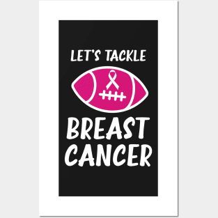 Let's Tackle Breast Cancer Football Pink Awareness Posters and Art